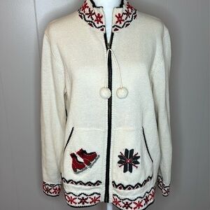 Vintage NWT Marisa Christina Christmas Collection 2002 Winter Ski Cardigan